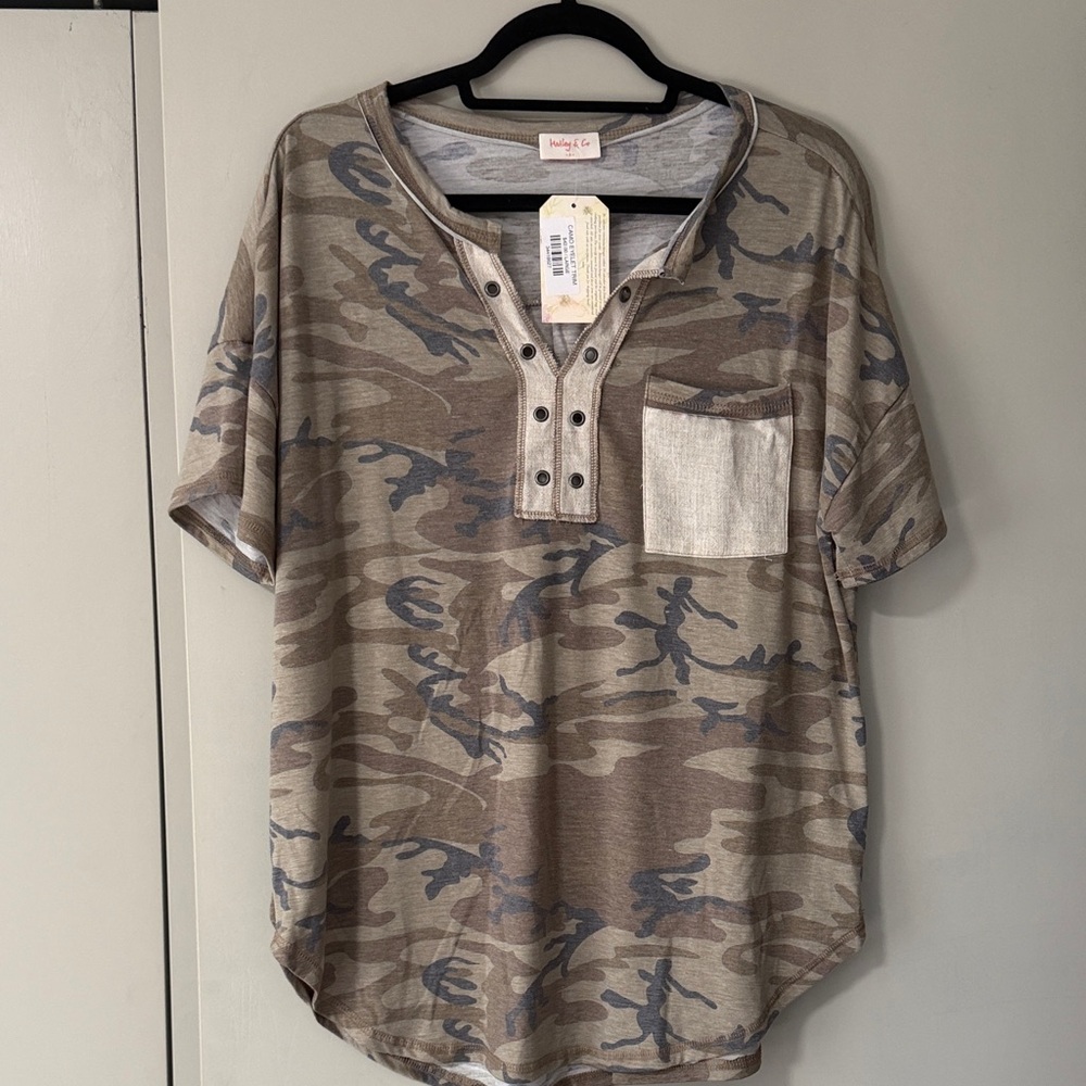 Hailey & Co Camouflage Henley Tee